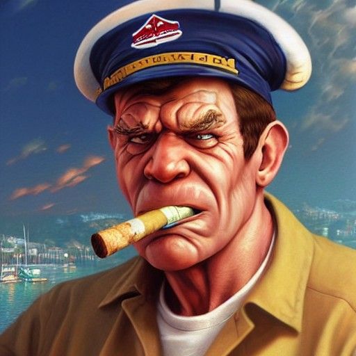 Hyperdetailed Portrait of Popeye in Comic Art Style