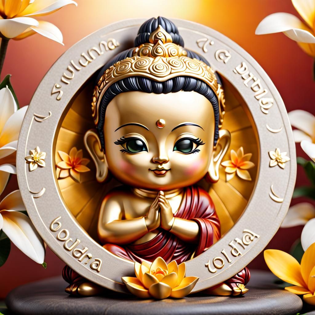 Cute Tiny Buddha Logo with Solana Theme