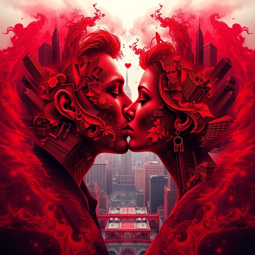 Fractal Lovers in Vibrant NYC Dreamscape