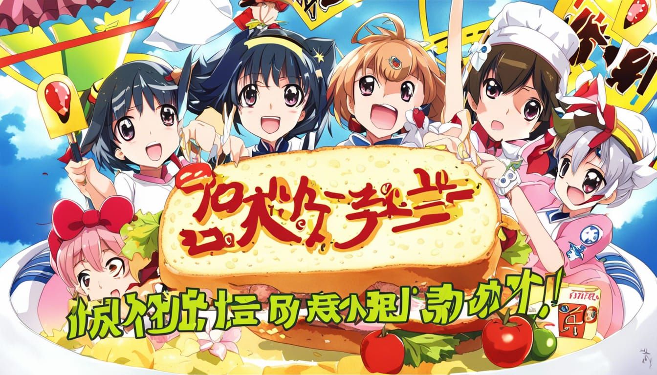 Animated Sandwich Character in Anime Style