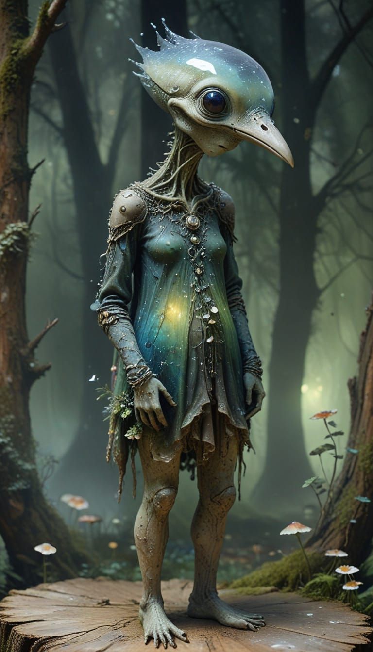 Whimsical Fairy Sits on Enchanted Forest Log