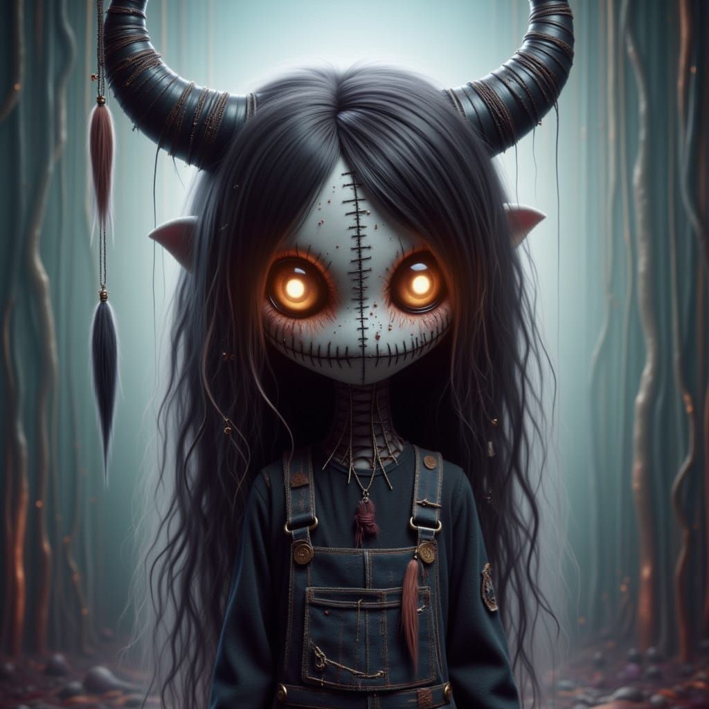 Gothic Goth Girl in Elegant Black Dress