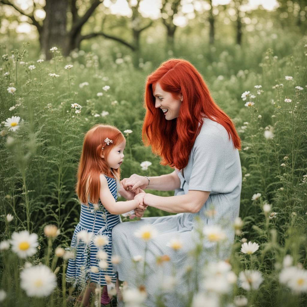 Mother and Daughter with Red Hair in Long Island