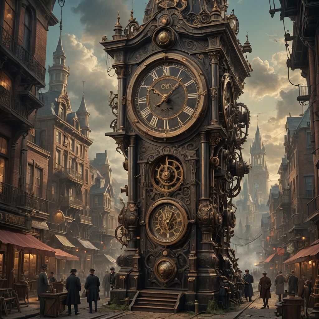 Clockmaker's 19th Century Mechanical Marvels: Detailed Matte...