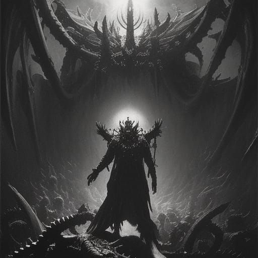 Shig Nigurath: Demon Lord in Dark Engraving Style