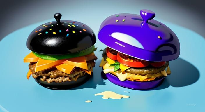 Cute Anime Hamburger Toy Art with Glossy Finish
