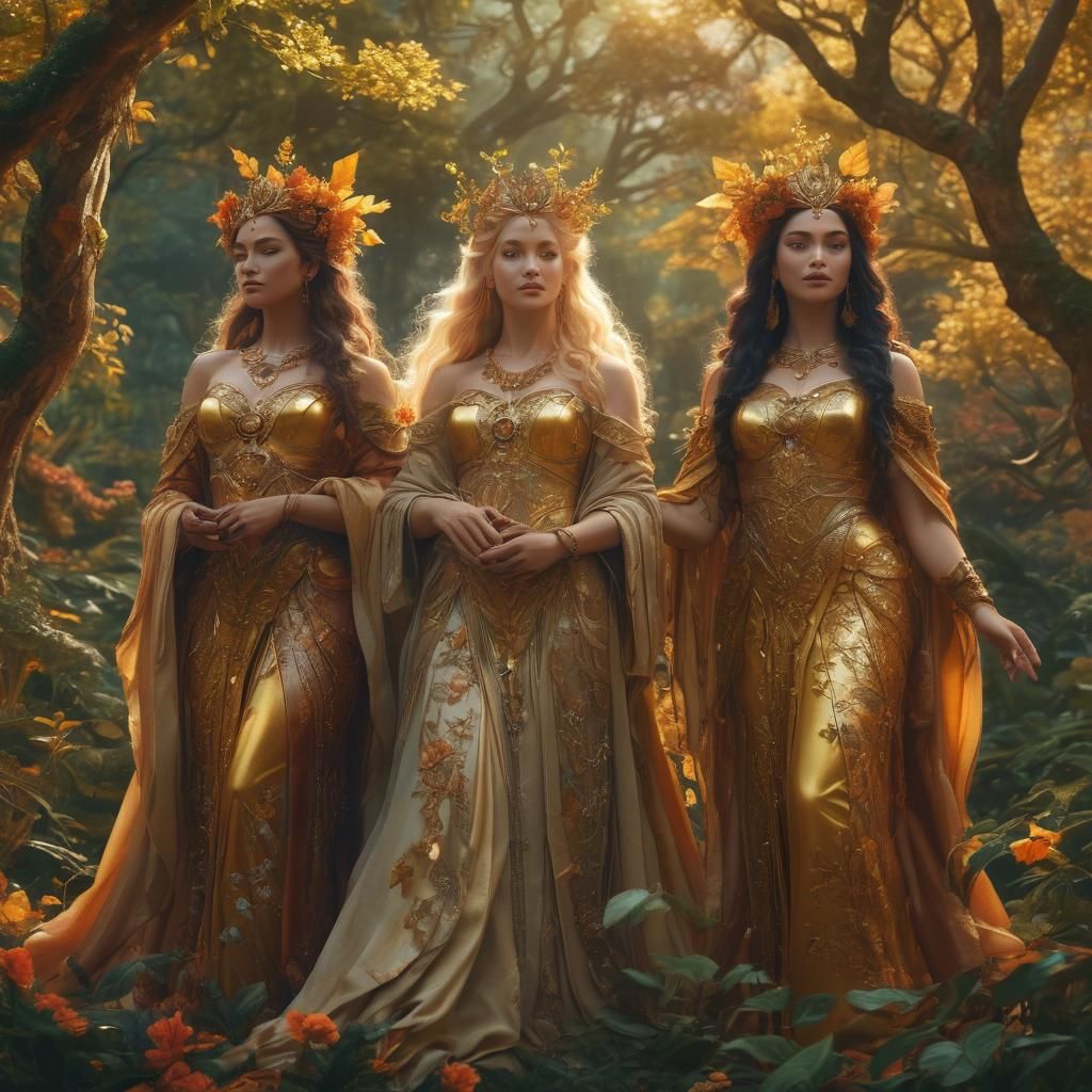 Four Season Goddesses in Lush Forest