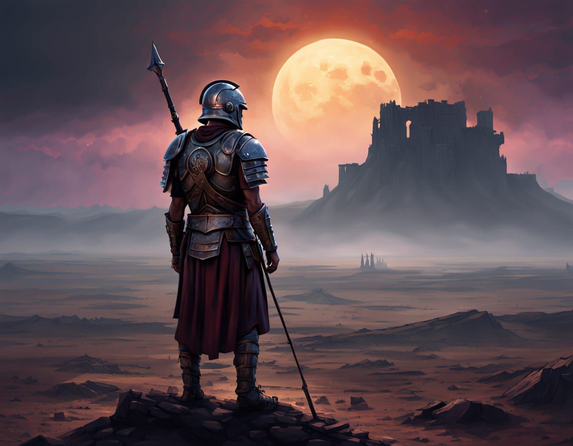 Roman Legionary Contemplates Duty on Desolate Plain