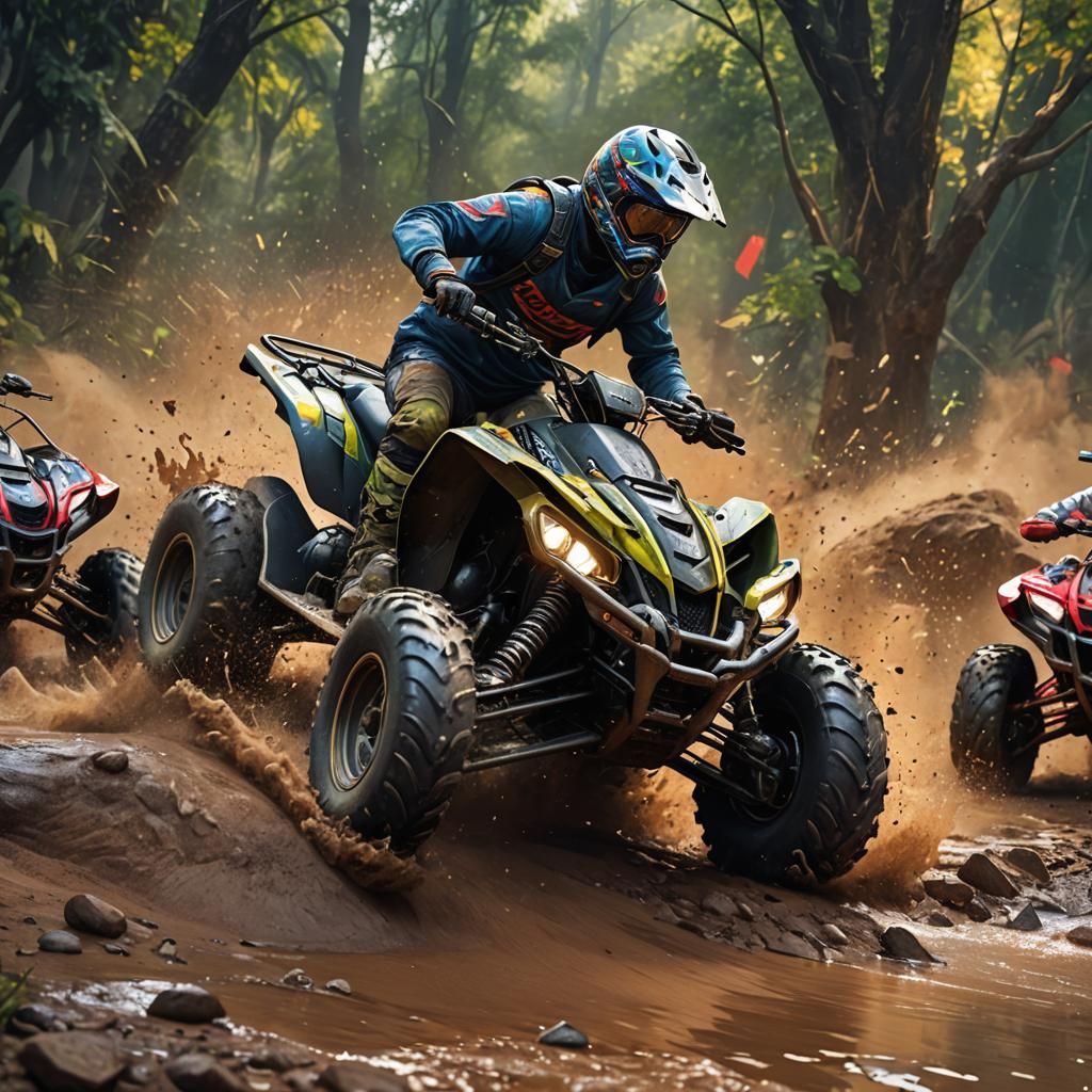 Hyperrealistic ATV in Splash Art Style