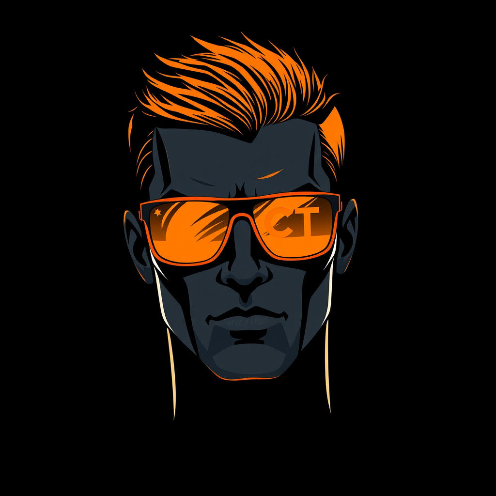 Minimalist Illustration of Man in Orange Sunglasses