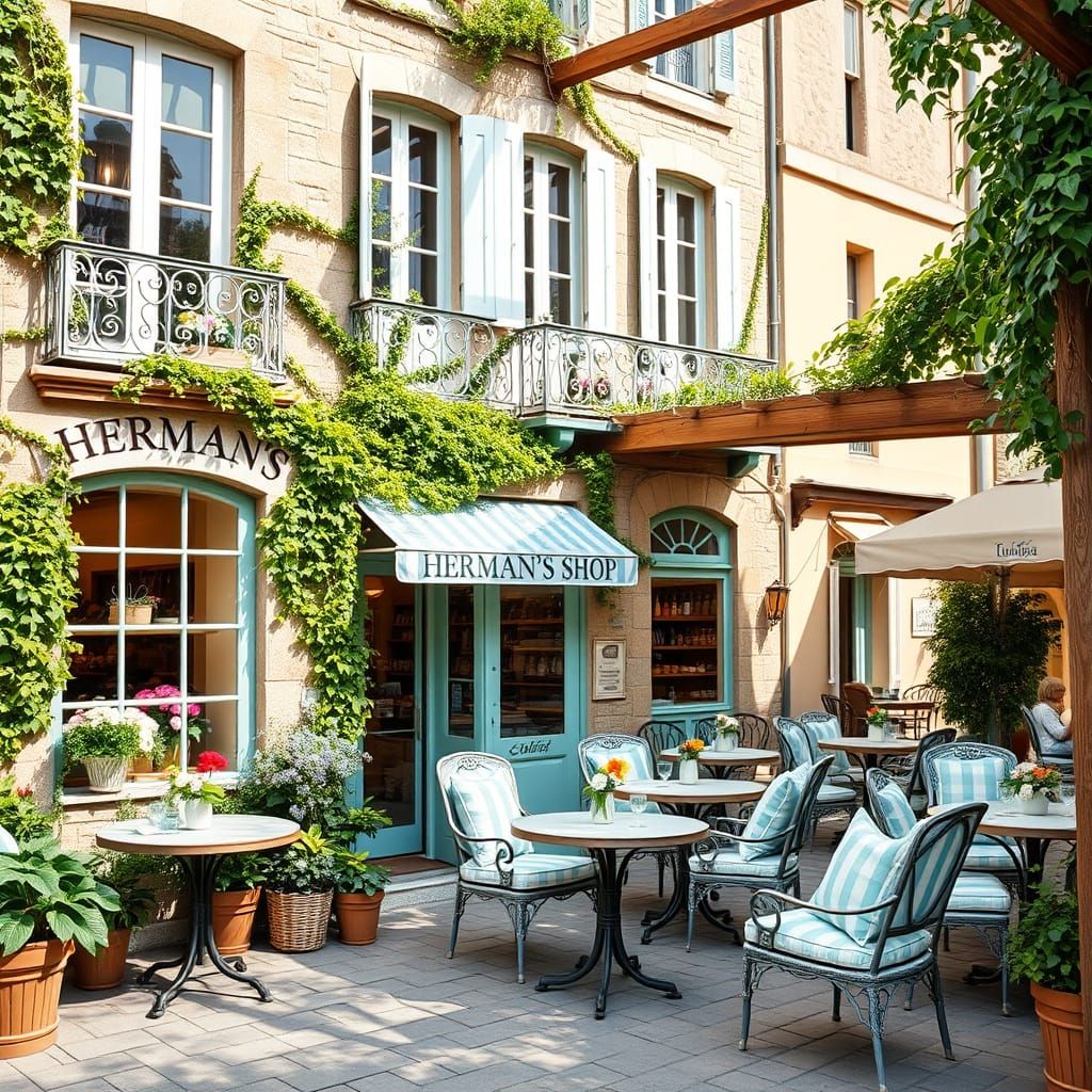Charming Stone Village Cafe with Whimsical Details