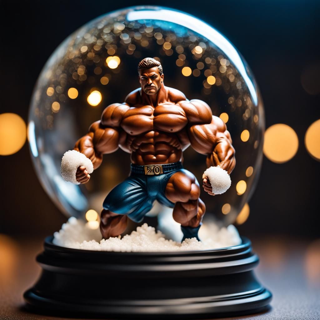 Detailed Snow Globe with Bodybuilder Inside