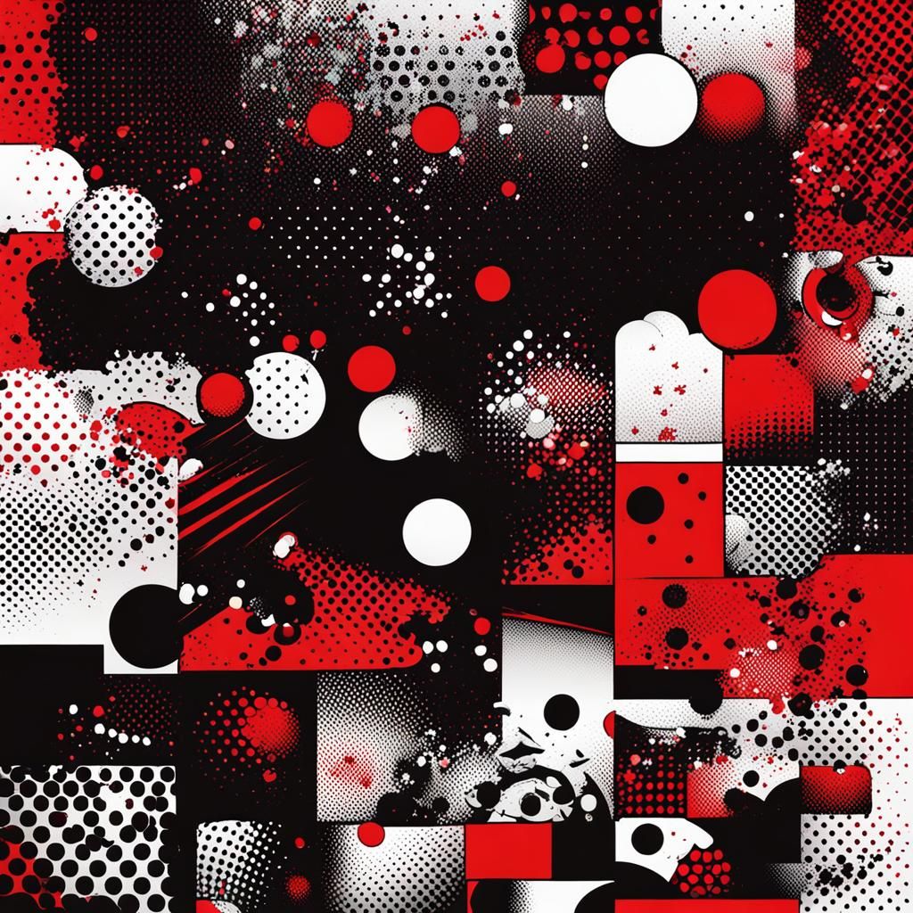 Halftone Comic Art in Black and Red
