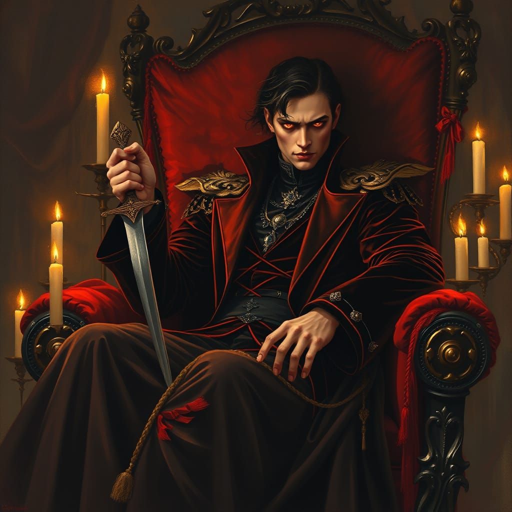 Gothic Diplomat-Warrior in Dark Romantic Style