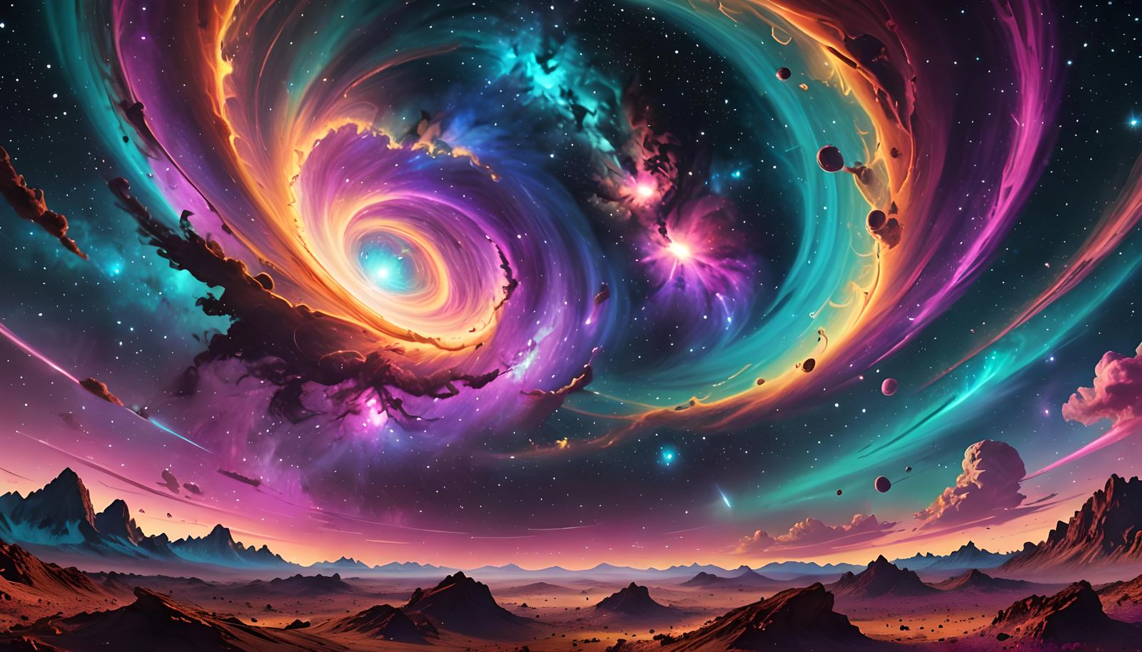 Galactic Vortex with Spiraling Stars in Deep Color