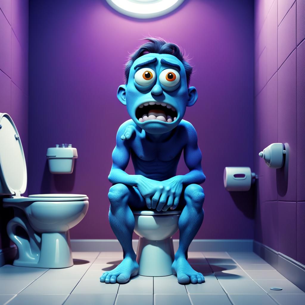 Man on Toilet: Pixar-Style 3D Digital Art