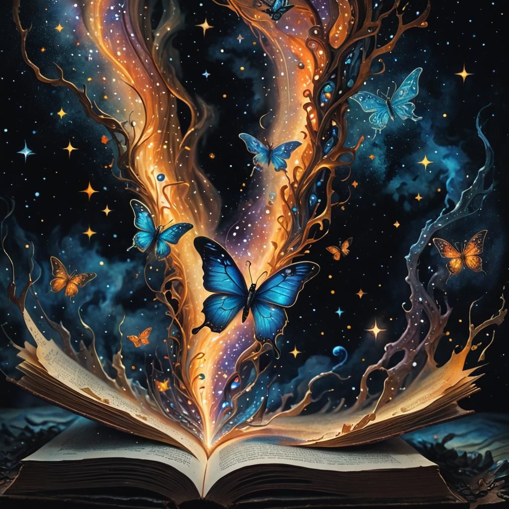 Surreal Book Illustration in William Blake Style