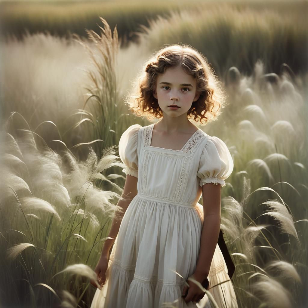 Vintage Photograph of Girl in Field, Steichen Style