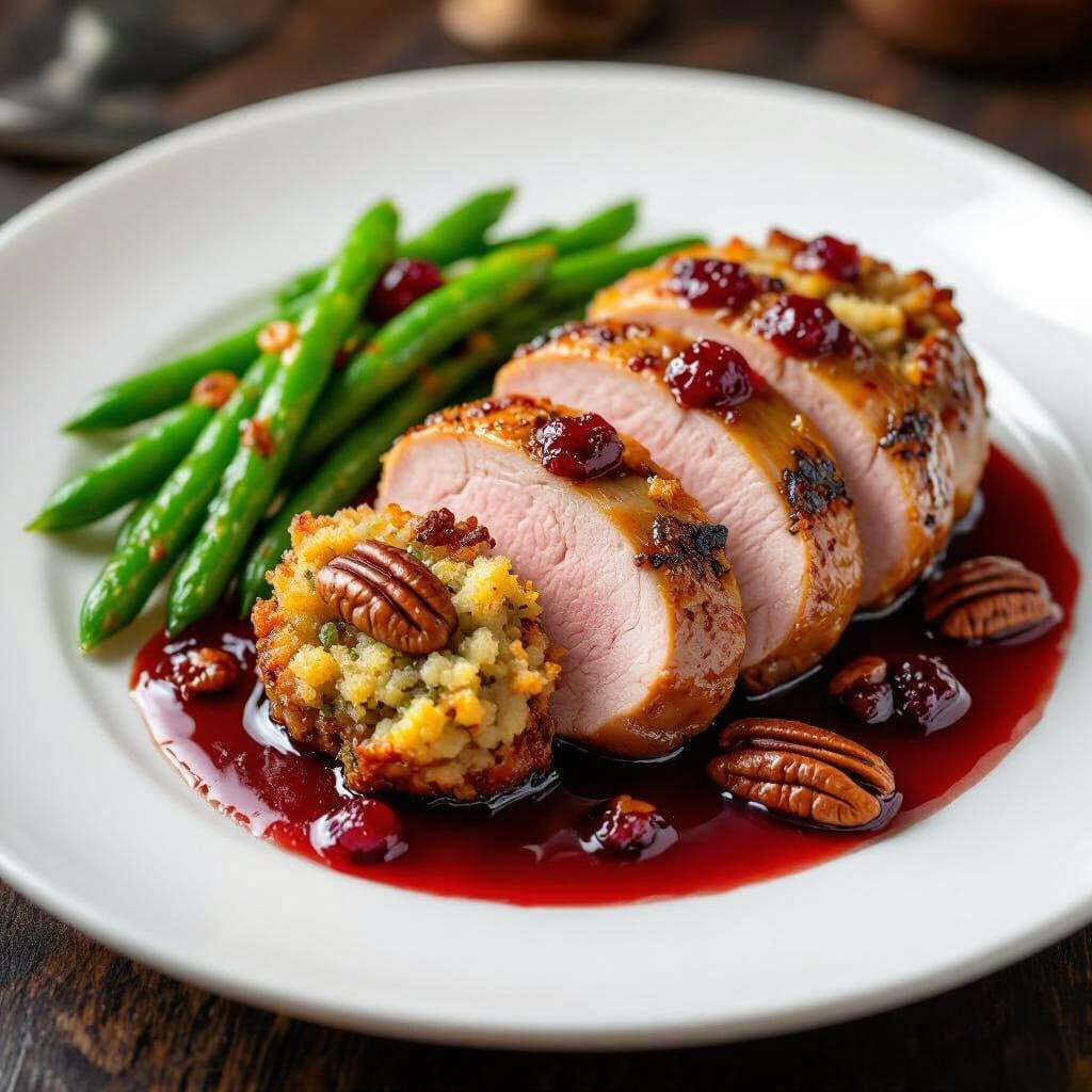 Gourmet Pork Tenderloin Dinner on White Plate