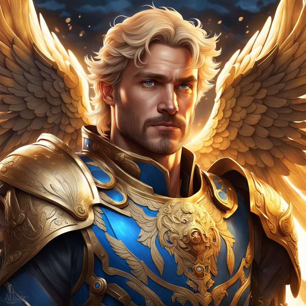 Golden Armored Angel with Gilded Wings
