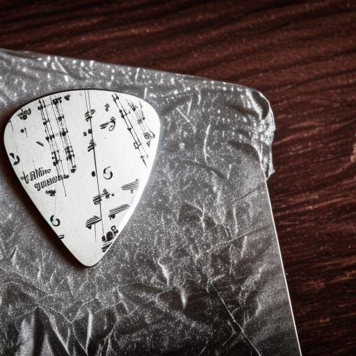 Embossed Guitar Pick on Sheet Music