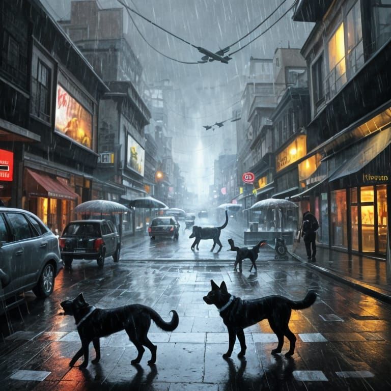 Raining Cats and Dogs: A Literal Depiction