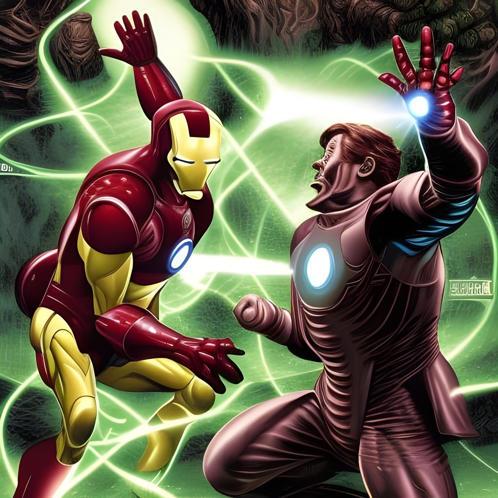 Iron Man vs Doctor Doom Comic Book Art