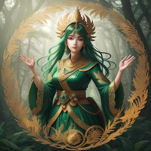 Nahida, God of Wisdom, in Cel-Shaded Manga Style