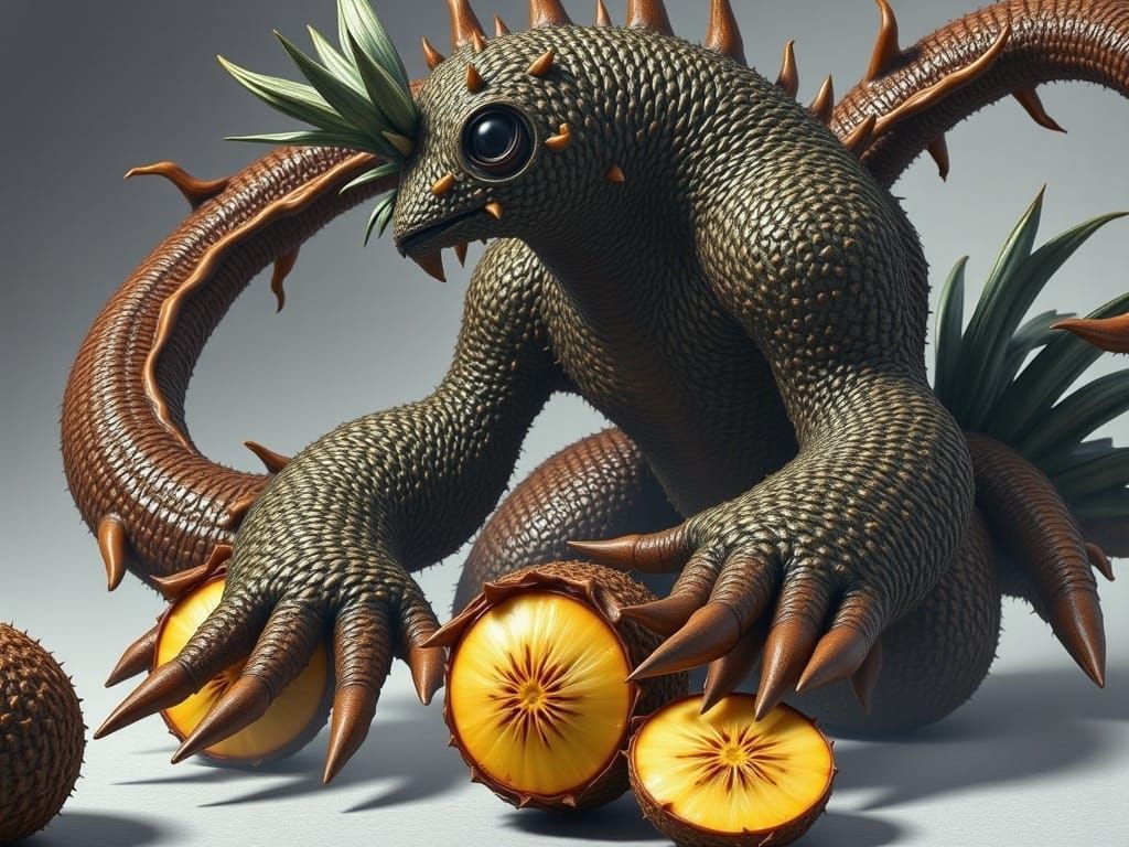 Demonic Pineapple Centaur in Giger Style