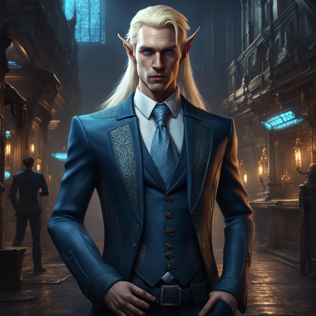 Shadowrun Elf in an Expensive Suite