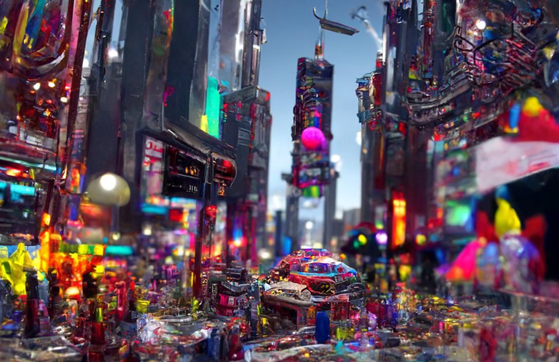 Cyberpunk Times Square in a Dystopian Future