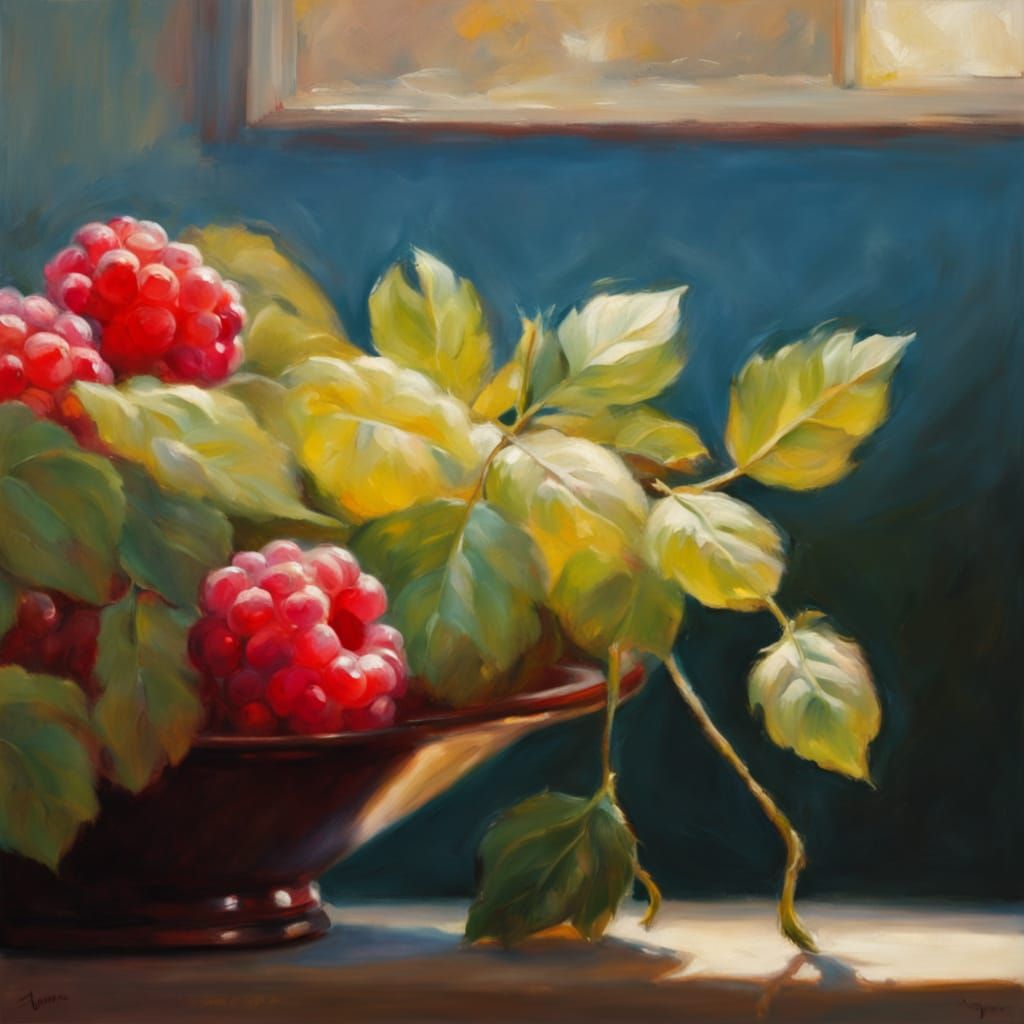 Impressionist Still Life of a Ripe Raspberry