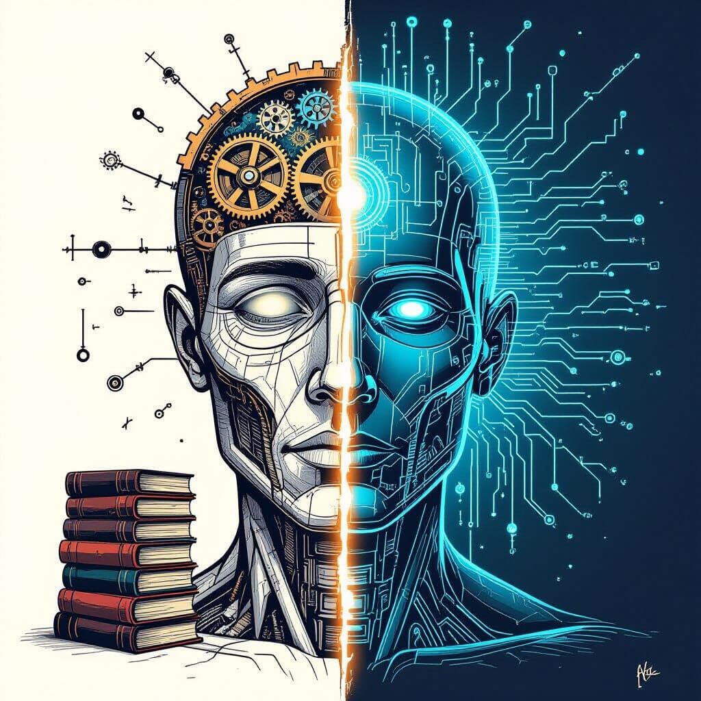 Human Mind Meets AI: Ink Wash & Digital Circuits