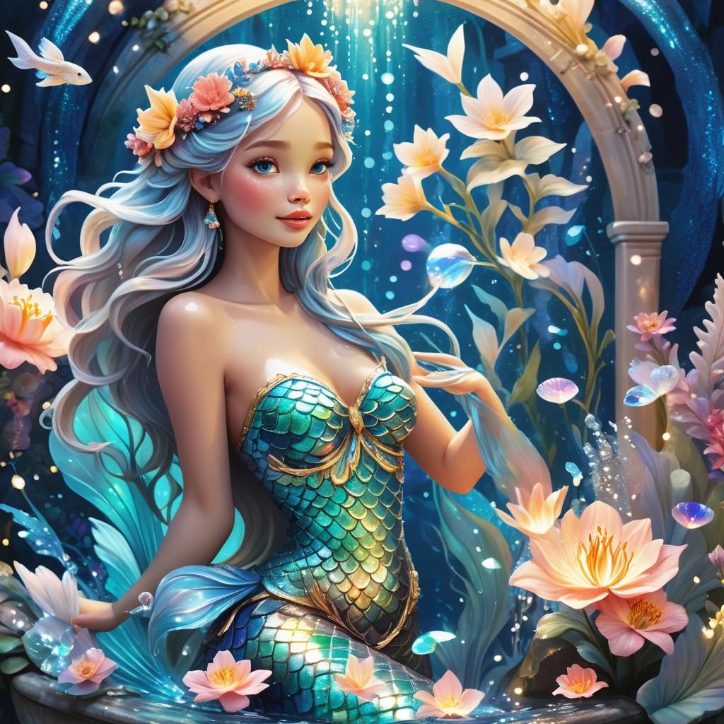Mermaid Portrait in Neo-Traditional Style