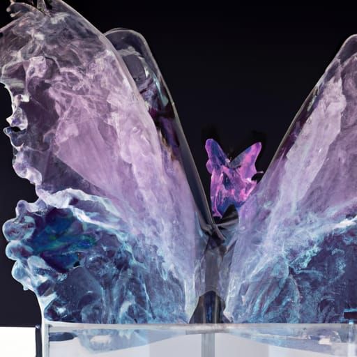 Glass Sculpture of Butterfly Nebula with Gold Leaf