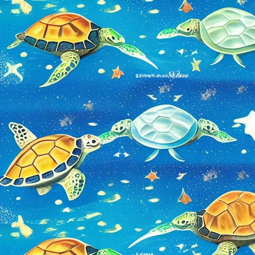 Cosmic Sea Turtles Swimming in Galactic Sky