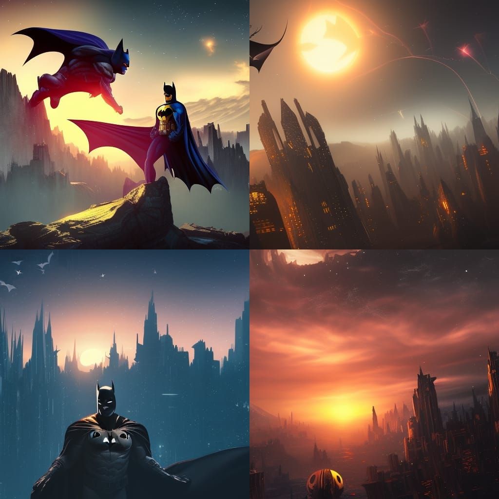 Batman Silhouette with Sunset and Shooting Star