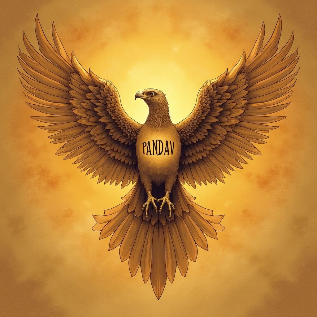 Majestic Garuda Eagle in Golden Indian Art Style