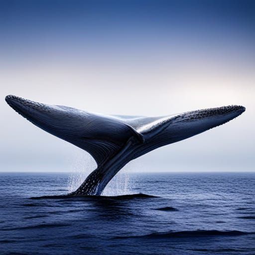 Blue Whale Breaching in Hyperrealistic Detail