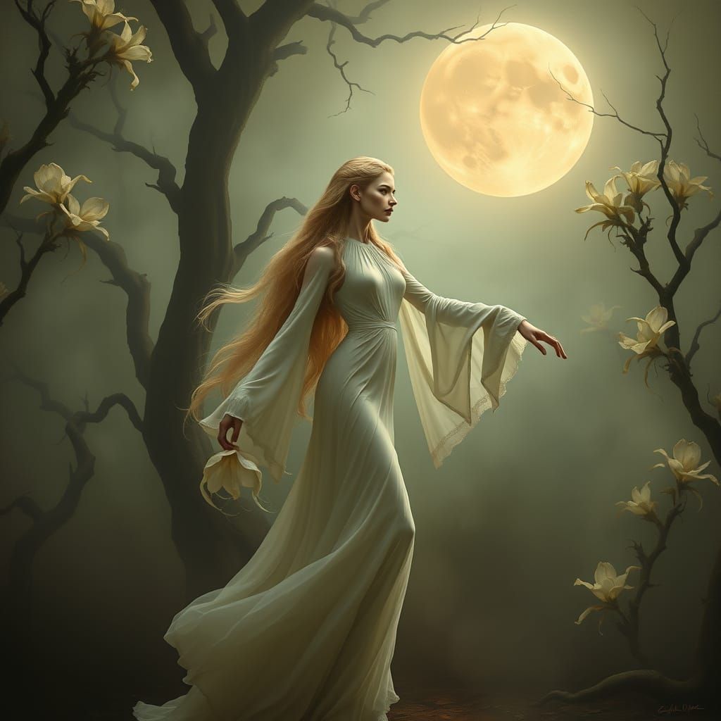 Surreal Goddess Dances Amidst Haunting, Twisted Woods in Gol...