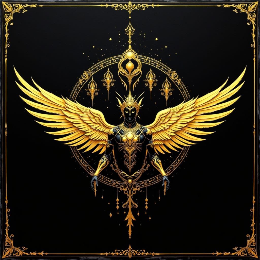 Splendor in Black and Gold Abstract Art