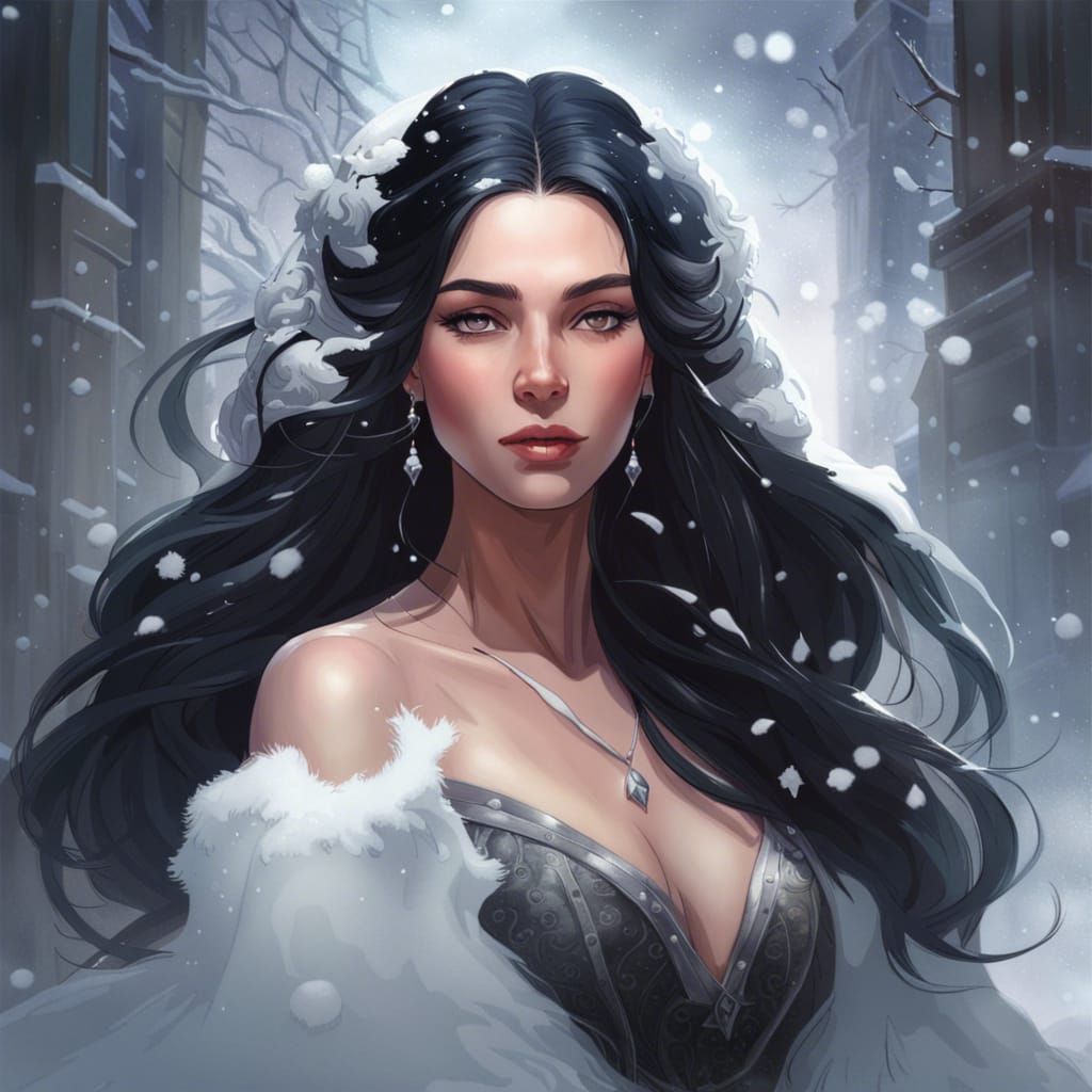 Snow Queen Portrait in Art Nouveau Style