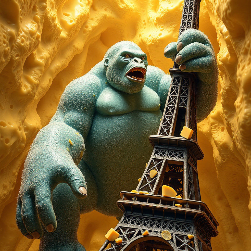 Gummy King Kong Climbs Cheese Eiffel Tower