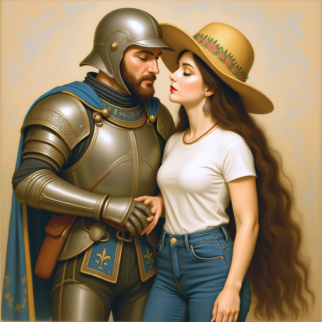 Knight in Shining Armor Kisses Boho Woman