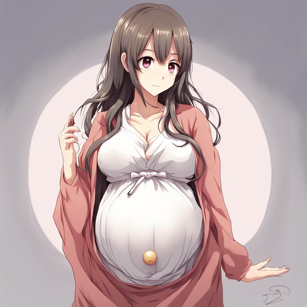 Anime Style Pregnant Girl Illustration