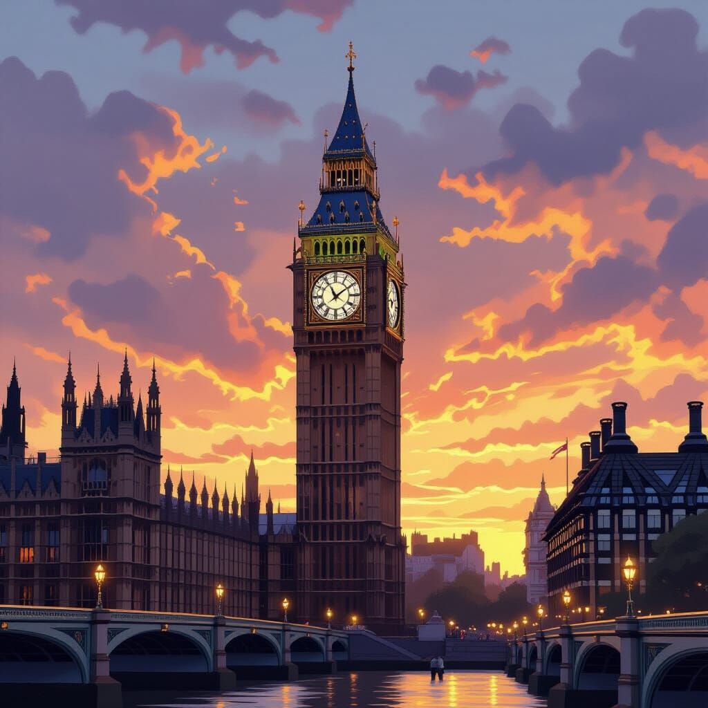 Big Ben at Sunset: Neo-Gothic London Architecture