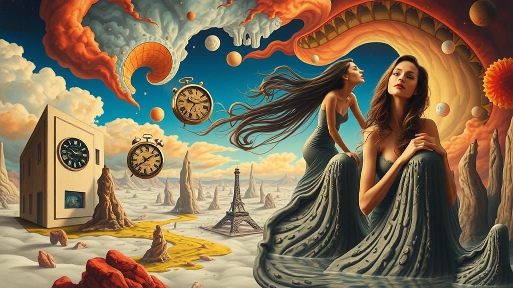 Surreal Woman Melts Into Dreamlike Landscape