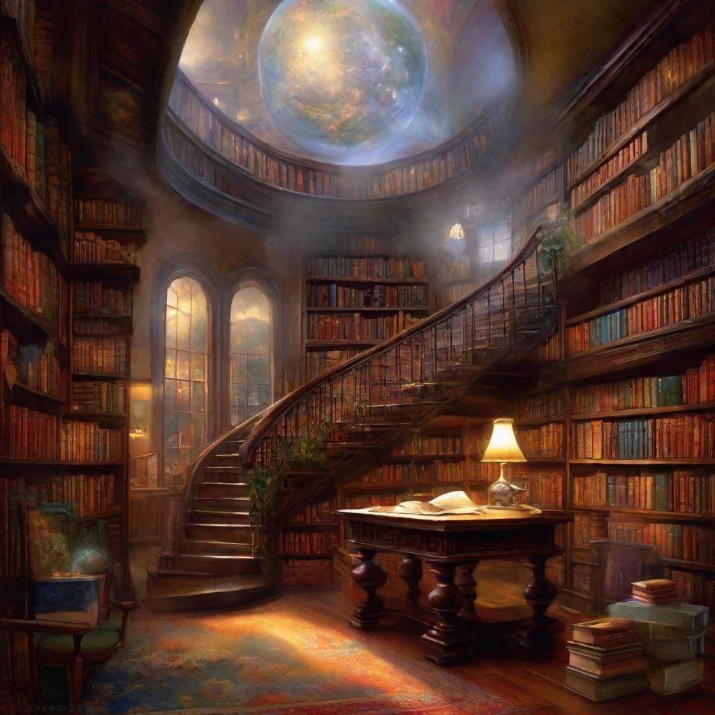 Ethereal Fantasy Library with Crystal Ball