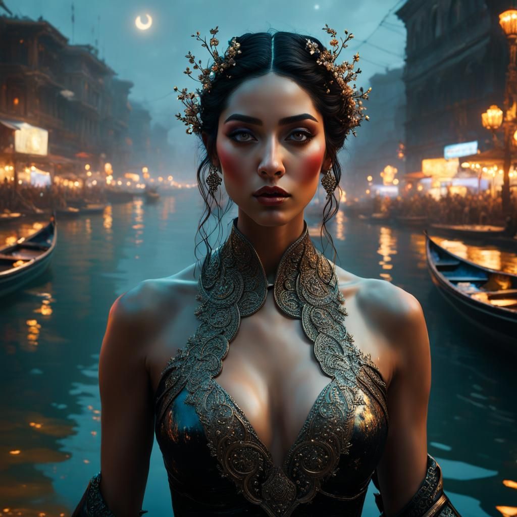 Melting Woman in Water: Hyperdetailed Fantasy Art