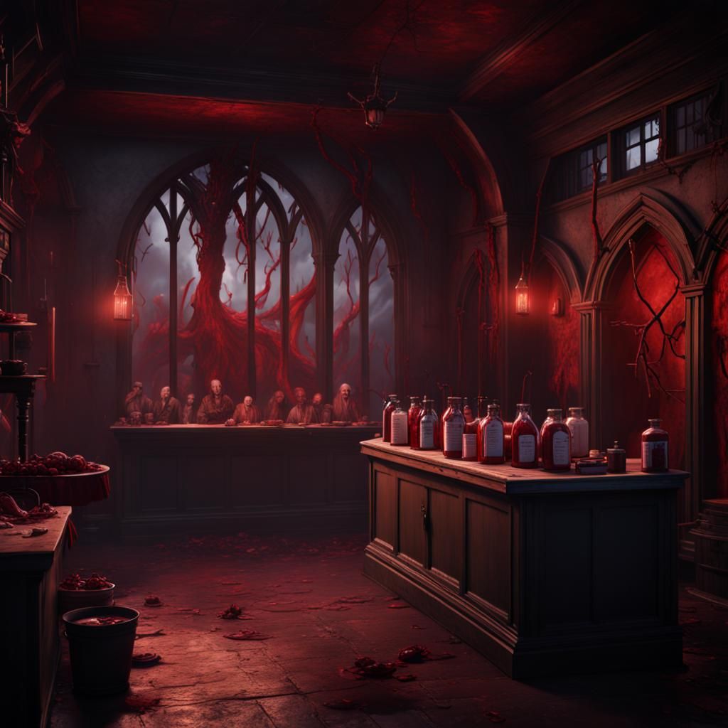 Vampires at a Blood Bank: Detailed Matte Painting